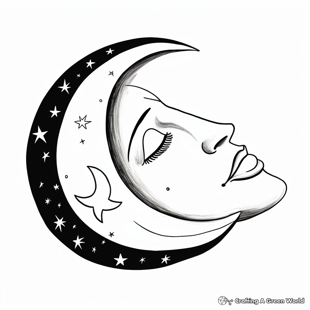 Printable Abstract Crescent Moon Coloring Pages for Artists 1