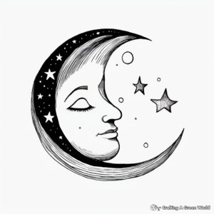 Printable Abstract Crescent Moon Coloring Pages for Artists 2