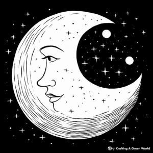 Printable Abstract Crescent Moon Coloring Pages for Artists 3