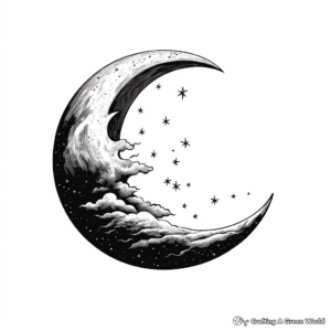 Printable Abstract Crescent Moon Coloring Pages for Artists 4