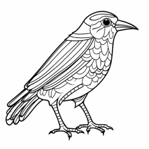Printable Abstract Crow Coloring Pages for Artists 1
