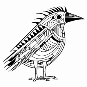 Printable Abstract Crow Coloring Pages for Artists 3