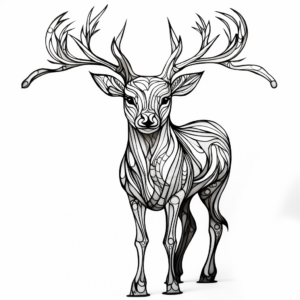Printable Abstract Deer Coloring Pages for Artists 1