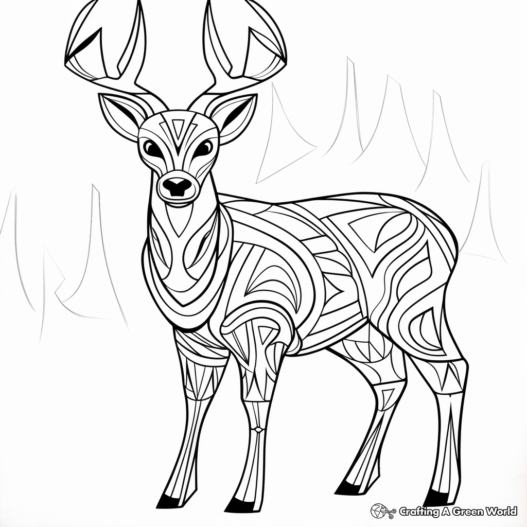 Printable Abstract Deer Coloring Pages for Artists 2