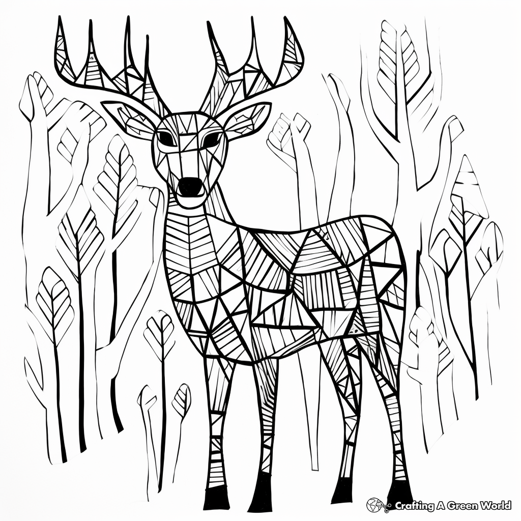 Printable Abstract Deer Coloring Pages for Artists 3