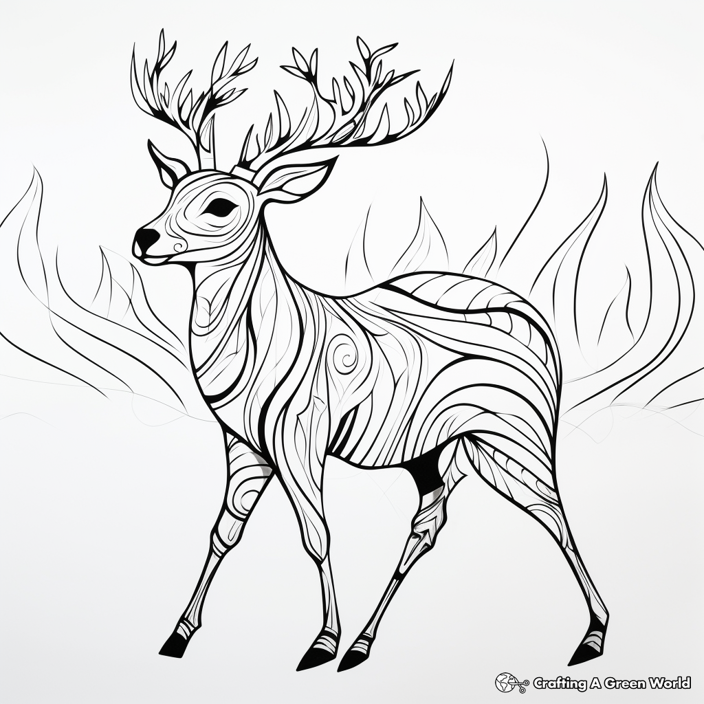 Printable Abstract Deer Coloring Pages for Artists 4