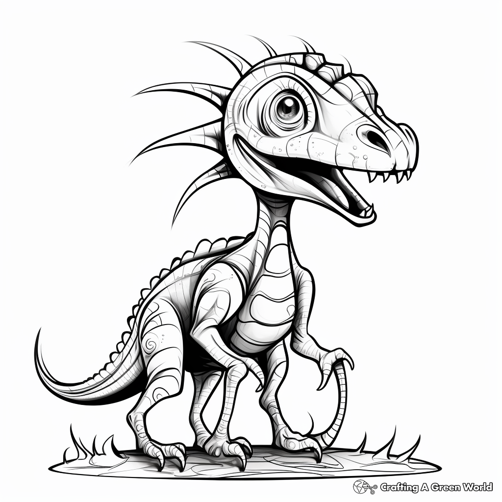 Printable Abstract Dilophosaurus Coloring Pages for Artists 1