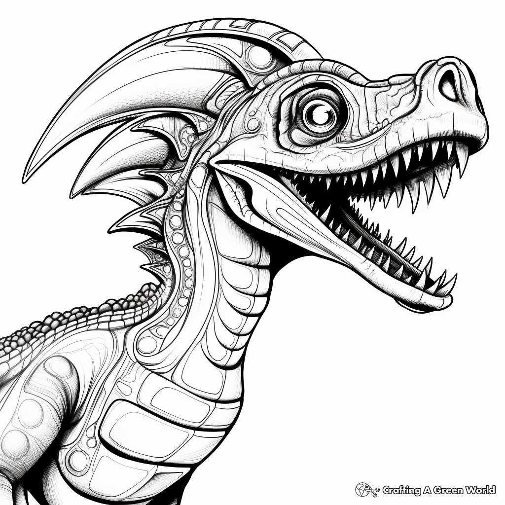 Printable Abstract Dilophosaurus Coloring Pages for Artists 4