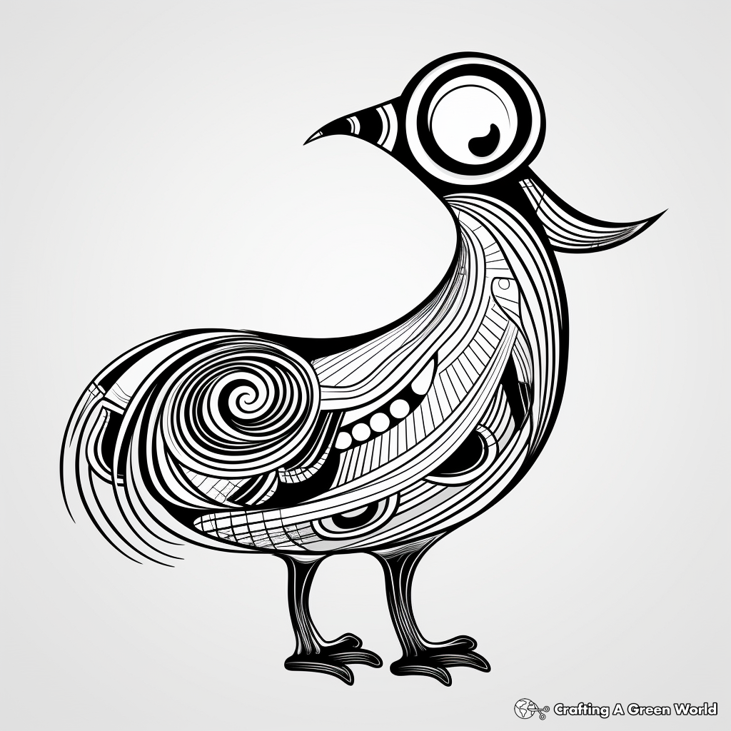 Printable Abstract Dodo Bird Coloring Pages for Artists 3
