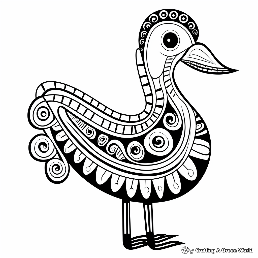Printable Abstract Dodo Bird Coloring Pages for Artists 4