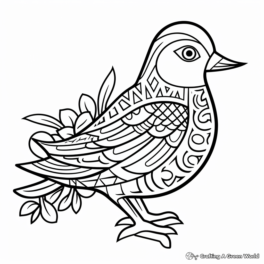 Printable Abstract Dove Coloring Pages for Artists 1