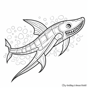 Printable Abstract Elasmosaurus Coloring Pages for Artists 3