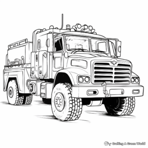 Printable Abstract Fire Truck Coloring Pages for Artists 1
