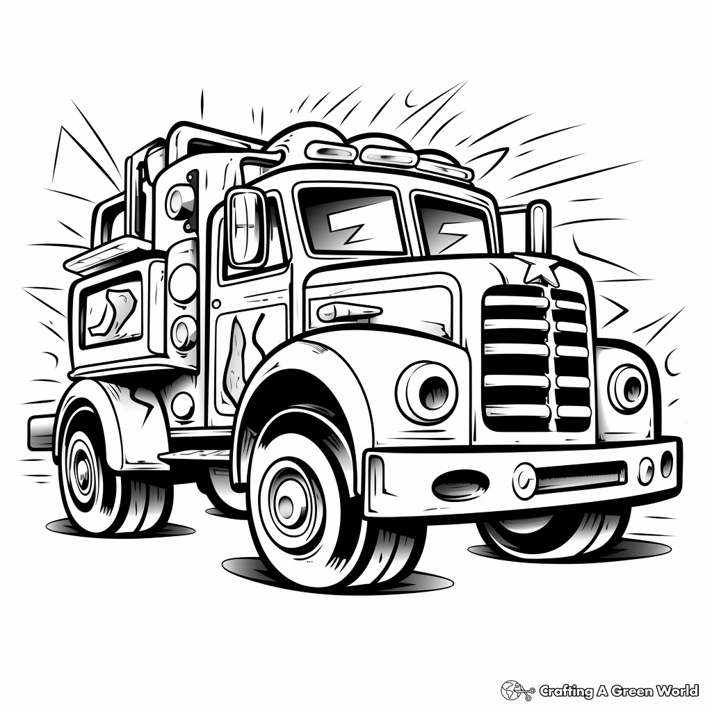 Printable Abstract Fire Truck Coloring Pages for Artists 2