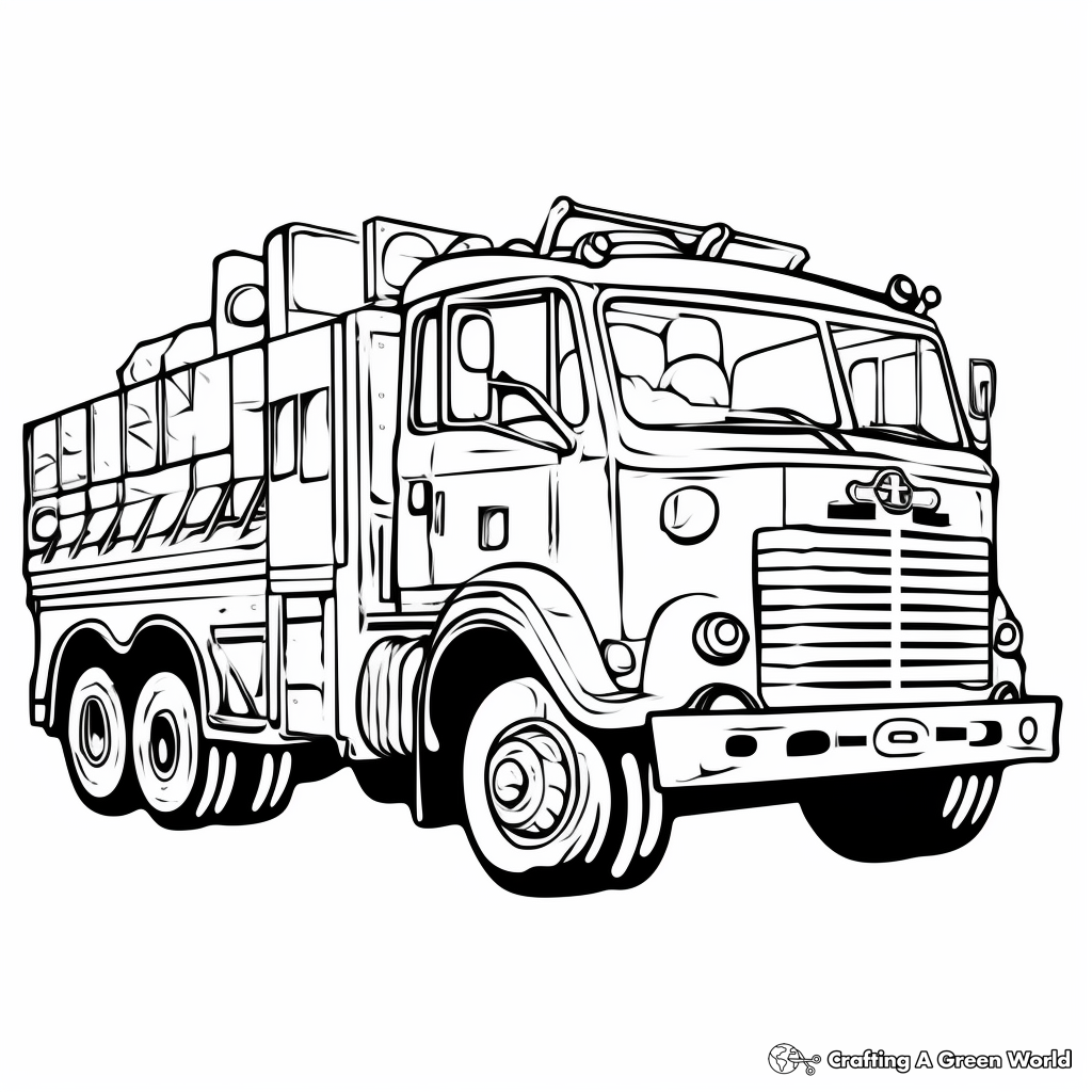 Printable Abstract Fire Truck Coloring Pages for Artists 3