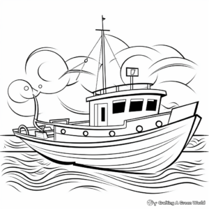 Printable Abstract Fishing Boat Coloring Pages for Artists 2