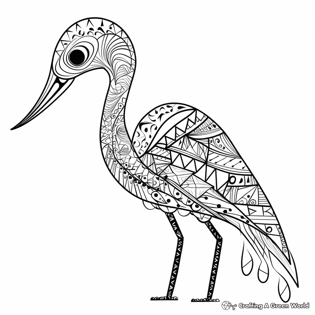 Printable Abstract Flamingo Coloring Pages for Artists 3