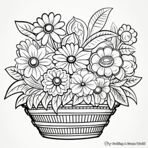 Printable Abstract Flower Basket Coloring Pages for Artists 2