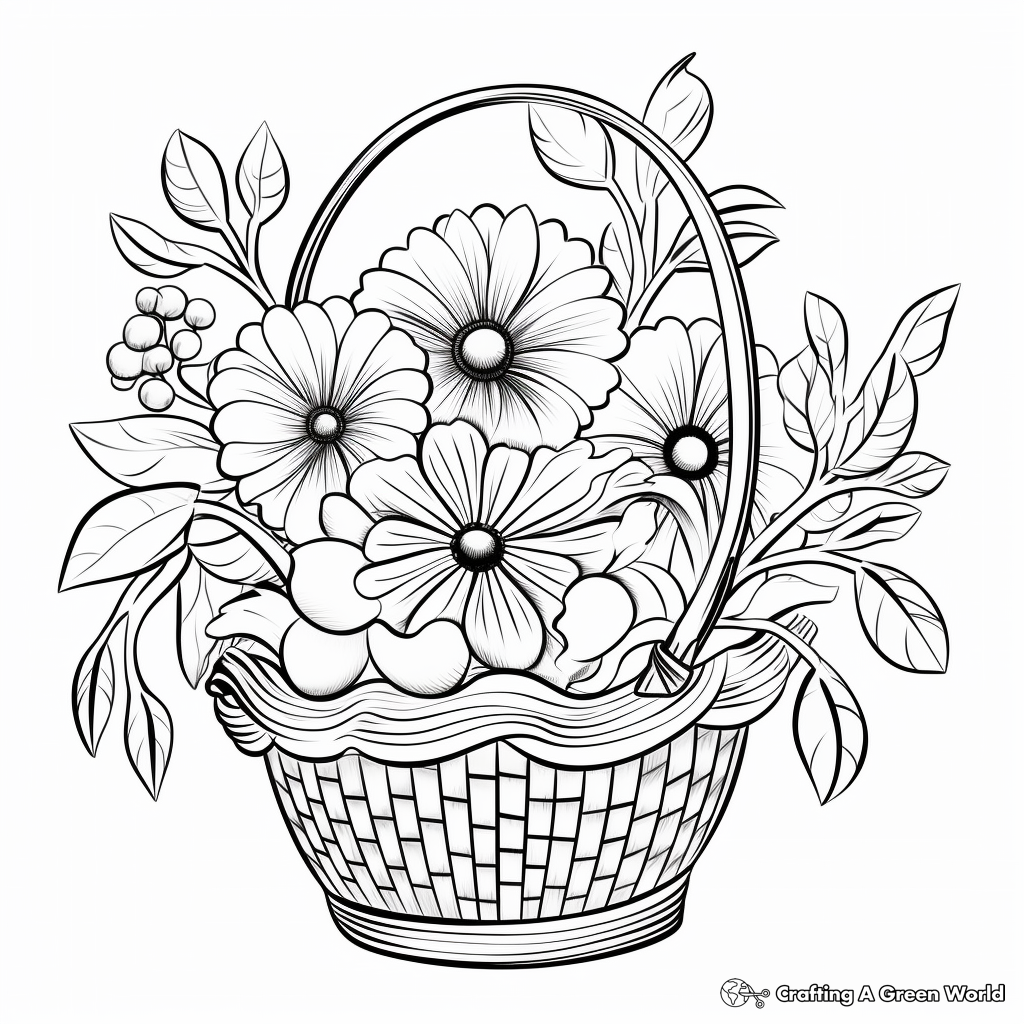 Printable Abstract Flower Basket Coloring Pages for Artists 4