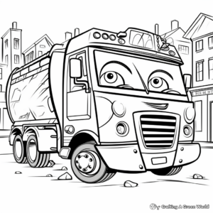 Printable Abstract Garbage Truck Coloring Pages for Artists 4