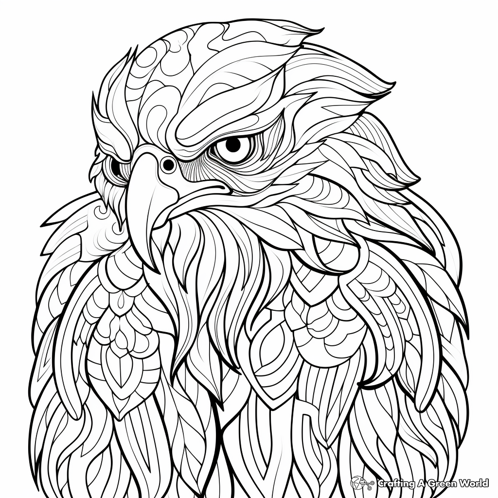 Printable Abstract Golden Eagle Coloring Pages for Artists 2