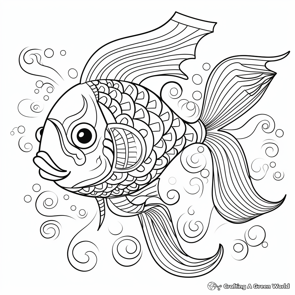 Printable Abstract Goldfish Coloring Pages 3