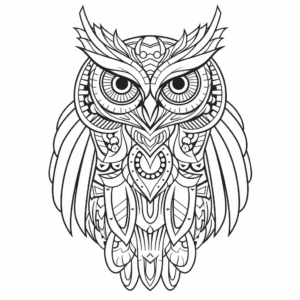Printable Abstract Great Horned Owl Coloring Pages 1