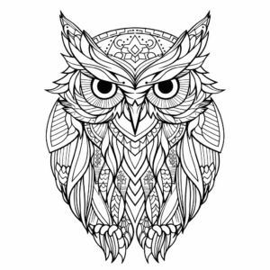 Printable Abstract Great Horned Owl Coloring Pages 4