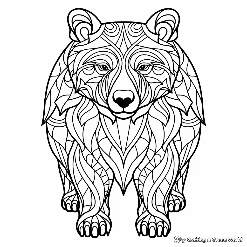 Printable Abstract Grizzly Bear Coloring Pages for Artists 1