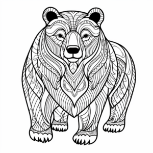 Printable Abstract Grizzly Bear Coloring Pages for Artists 2