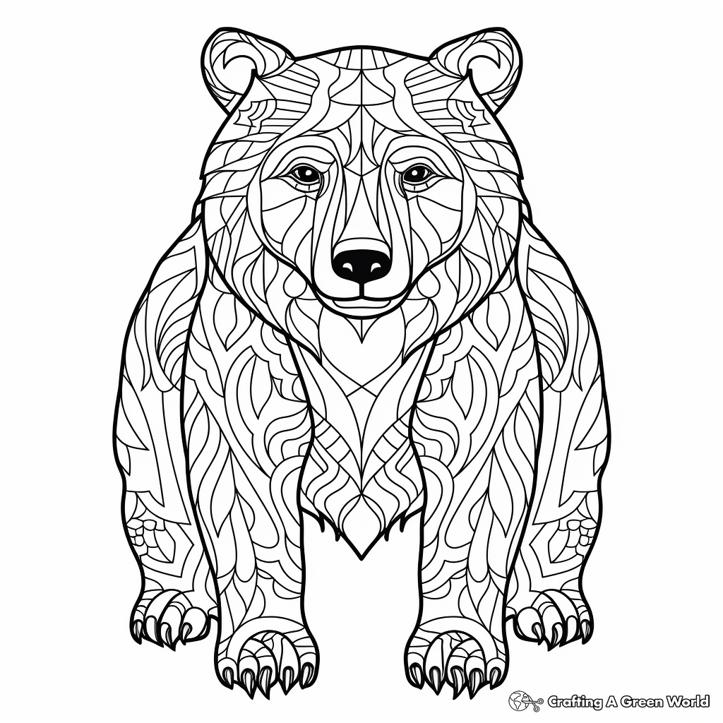 Printable Abstract Grizzly Bear Coloring Pages for Artists 3