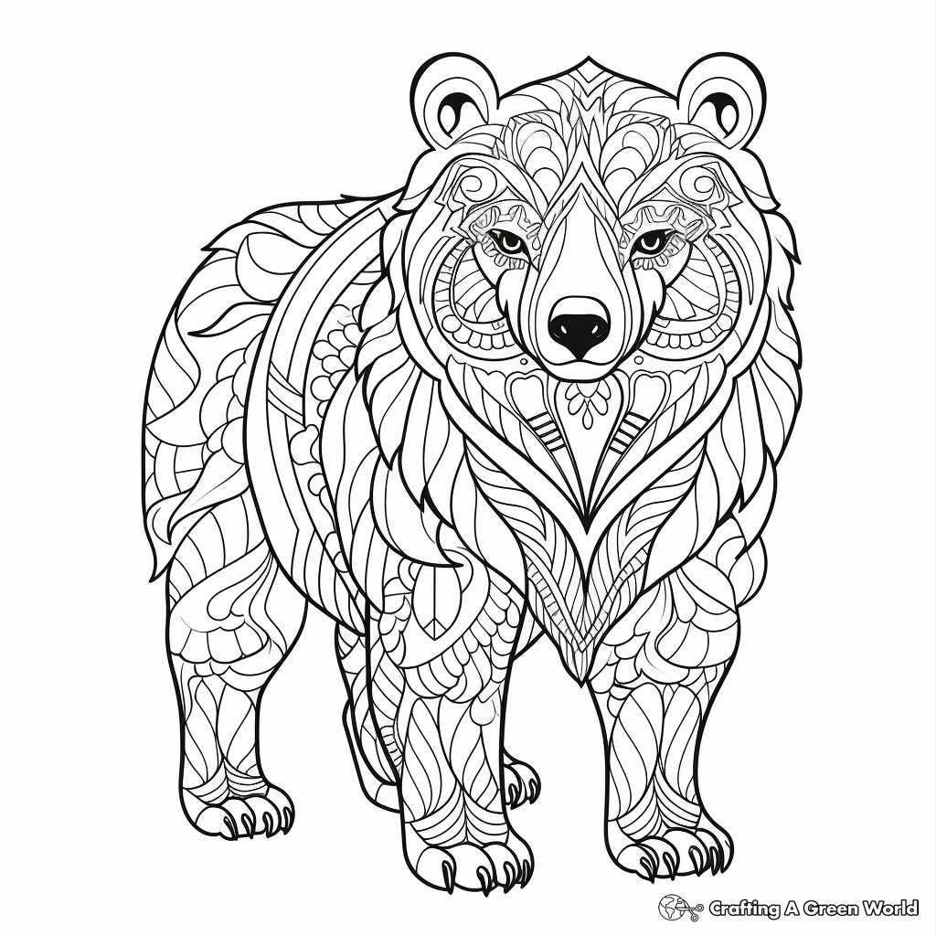 Printable Abstract Grizzly Bear Coloring Pages for Artists 4