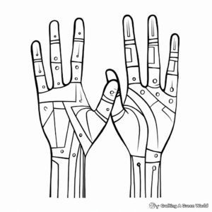 Printable Abstract Hands in Artistic Positions Coloring Pages 4