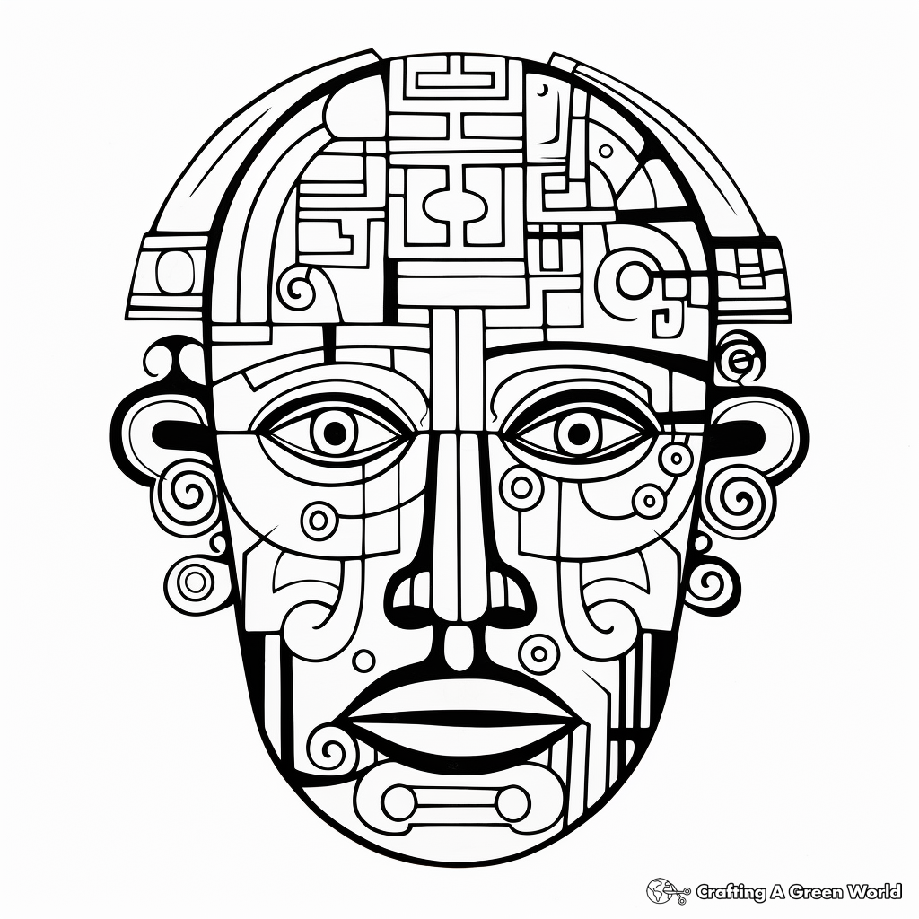 Printable Abstract Human Head Coloring Pages for Artists 1