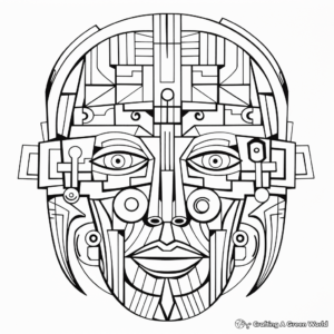 Printable Abstract Human Head Coloring Pages for Artists 3