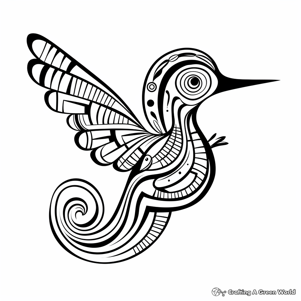 Printable Abstract Hummingbird Coloring Pages for Artists 1