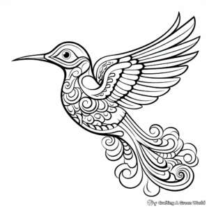 Printable Abstract Hummingbird Coloring Pages for Artists 4