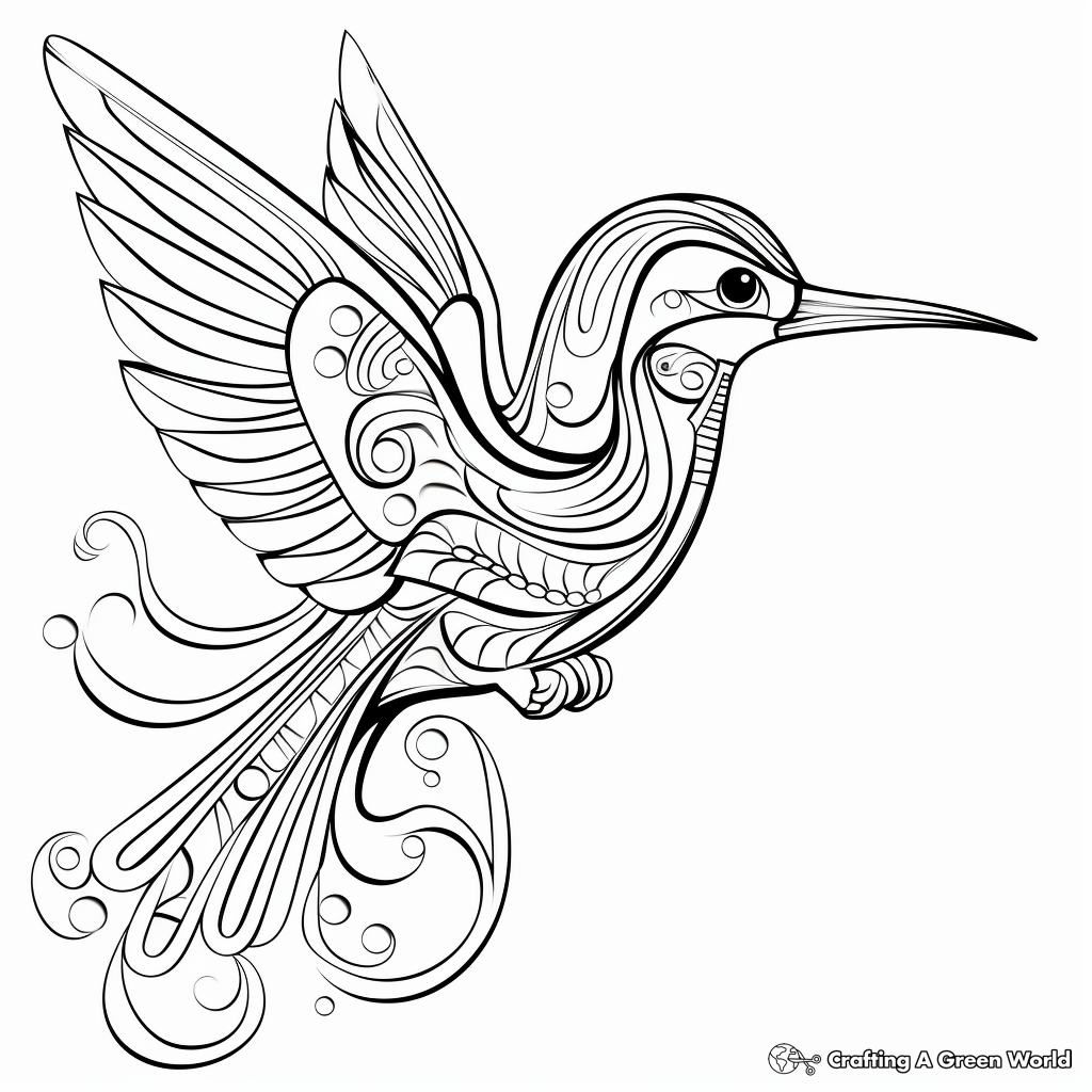Printable Abstract Hummingbird Coloring Pages for Artists 4
