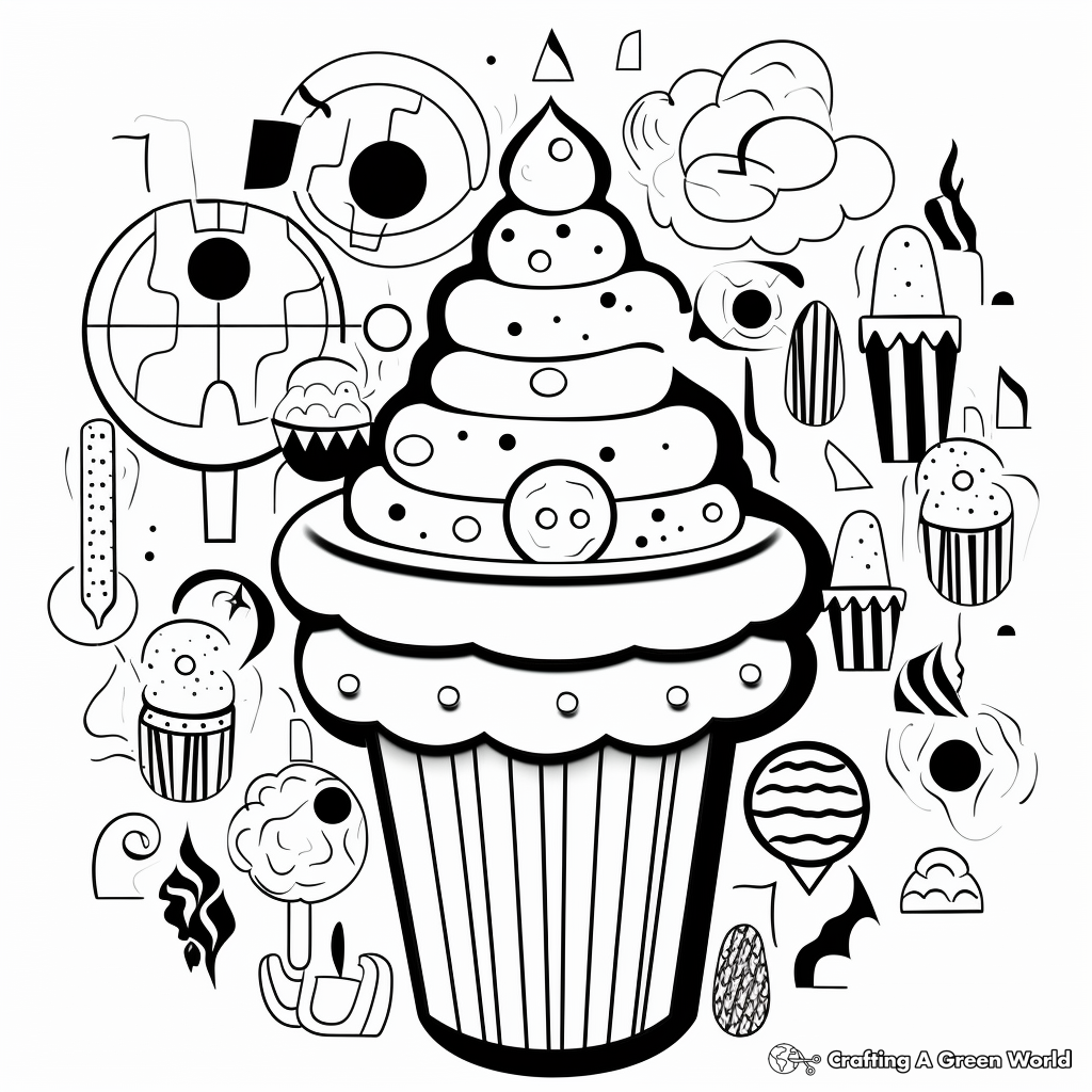 Printable Abstract Ice Cream Coloring Pages for Artists 2