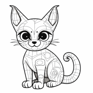 Printable Abstract Kitten Coloring Pages for Artists 1