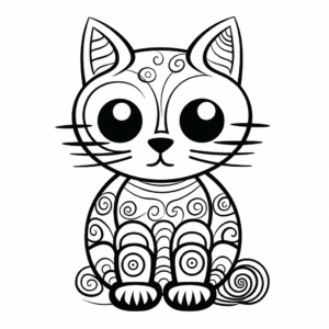 Printable Abstract Kitten Coloring Pages for Artists 2