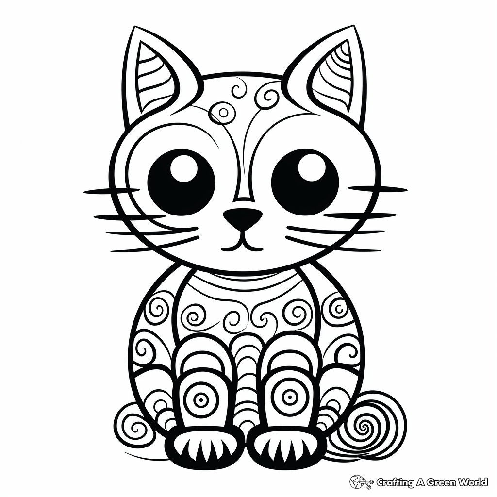 Printable Abstract Kitten Coloring Pages for Artists 2