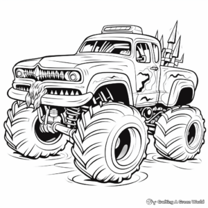 Printable Abstract Monster Truck Coloring Pages for Artists 1