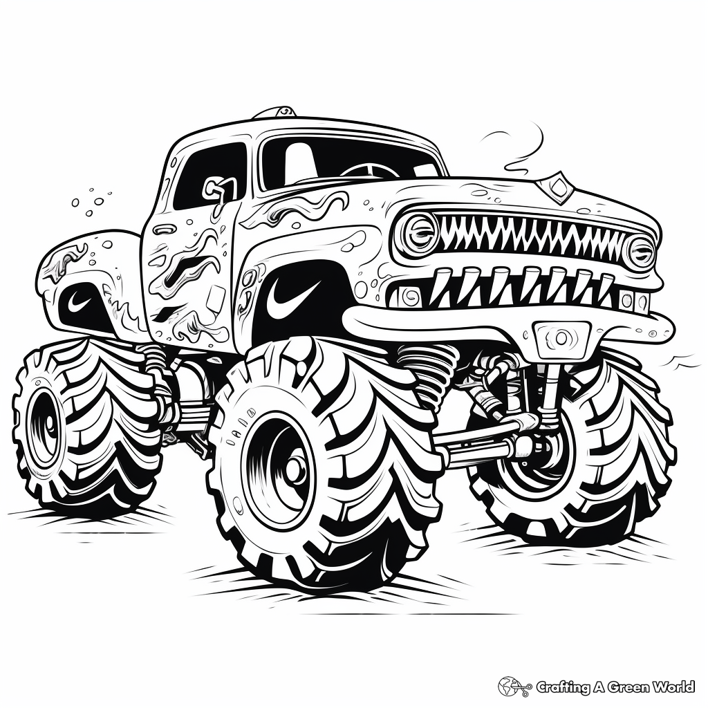 Printable Abstract Monster Truck Coloring Pages for Artists 4