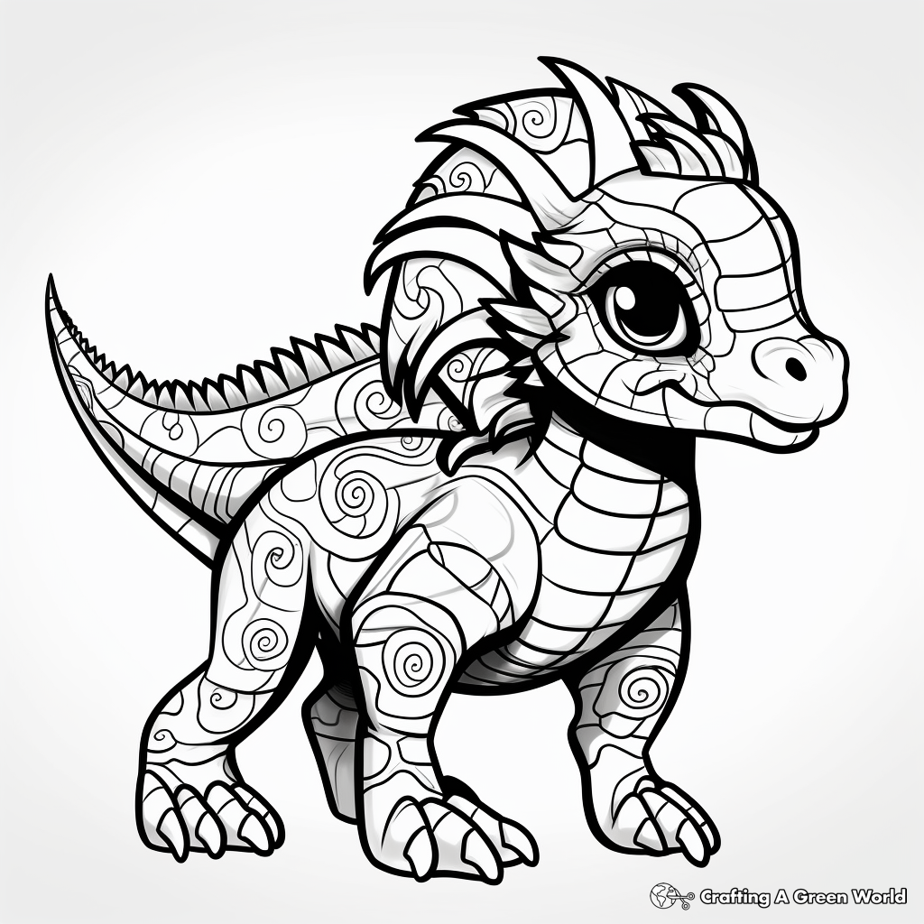 Printable Abstract Pachycephalosaurus Coloring Pages for Artists 1