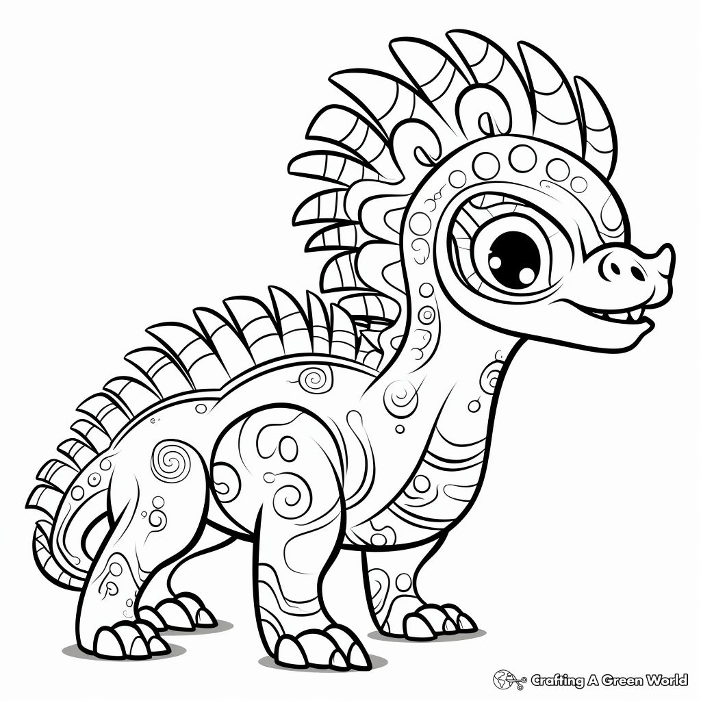 Printable Abstract Pachycephalosaurus Coloring Pages for Artists 2