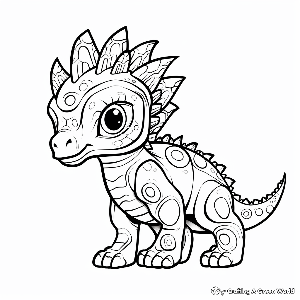 Printable Abstract Pachycephalosaurus Coloring Pages for Artists 3