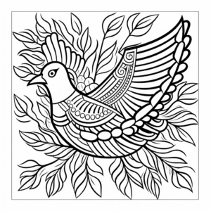 Printable Abstract Peace Dove Coloring Pages for Artists 1