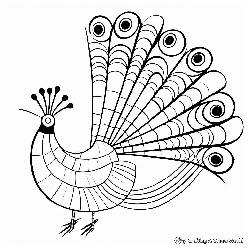 Printable Abstract Peacock in the Sky Coloring Pages 1