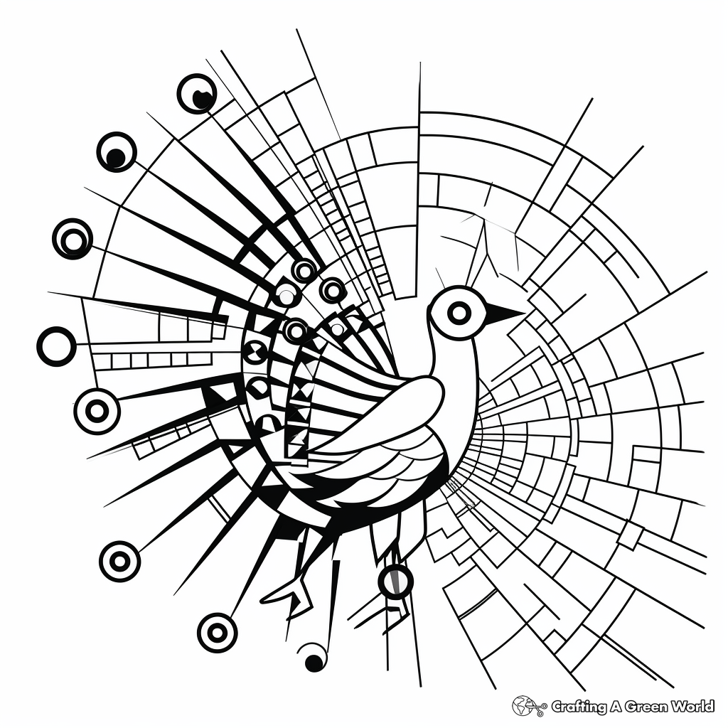 Printable Abstract Peacock in the Sky Coloring Pages 3